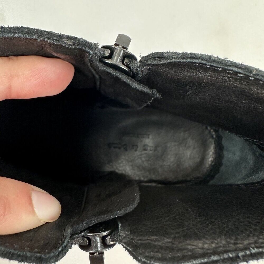 RAG & BONE NEW YORK Margot Black Leather Heeled Side Zip Ankle Booties 7.5/37.5 - Picture 11 of 13